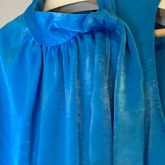 Worthington Sleeveless Gathered Satin Holter Tie Blouse, in Women's Size L - Picture 5 of 10